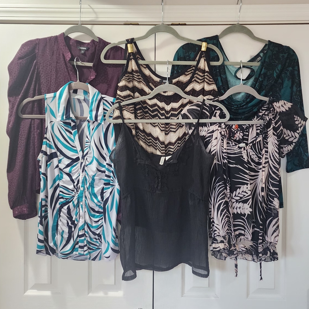 Lot of 6 Gently Used Women's Blouses, Size Small,  Mixed Brands